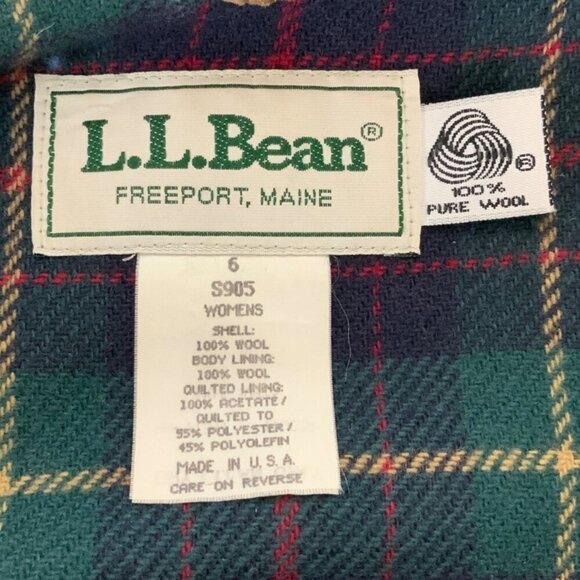 LL Bean Womens Red Wool Duffle Coat Size 6 Plaid Lining Toggle Buttons USA - Picture 5 of 9